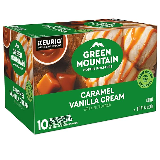 Green Mountain Coffee Roasters Caramel Vanilla Cream, Keurig Single Serve K-Cup Pods, Light Roast Coffee, 60 Count, (6 Packs of 10)