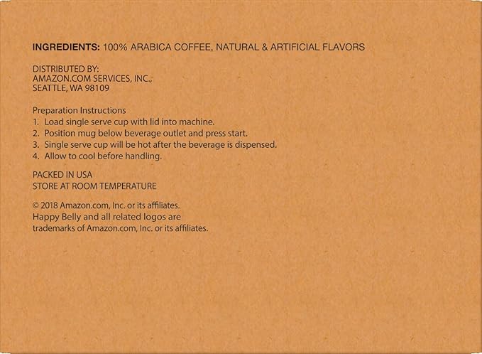 Amazon Brand - Happy Belly Light Roast Coffee Pods, French Vanilla Flavored, Compatible with Keurig 2.0 K-Cup Brewers, 100 Count