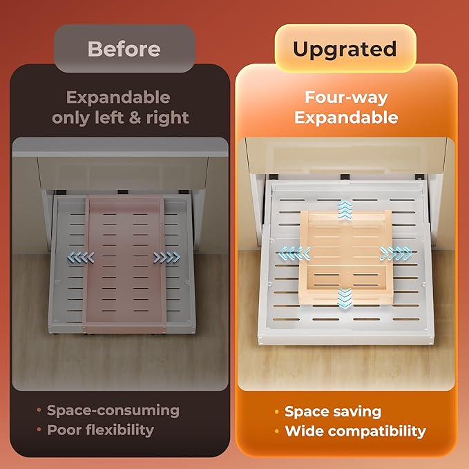 2 Pack Pull Out Cabinet Organizer, Slide Out Drawer Expandable Width (12"-19") and Depth (17"-23") With 3 Slides, Fixed with Adhesive Film or Nail for Cabinets in Kitchen, Pantry or Bathroom