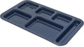 Carlisle FoodService Products Plastic Meal Tray Righ-Handed Heavyweight Lunch Tray with 6-Compartments for Schools, Cafeterias, and Dining Halls, Melamine, 15 x 9 Inches, Dark Blue, (Pack of 12)