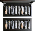 Knife Display Case Organizer storage 8 pocket knives, Folding Knife Holder with Real Glass Window Top， Pocket knife collection box for men gift (Ebony Veneer 8 slot)