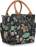 Joymee Lunch Bag - Green Leaf, Women's Insulated Reusable Durable Leakproof Large Spacious Cooler Tote for Office, Picnic, Camping