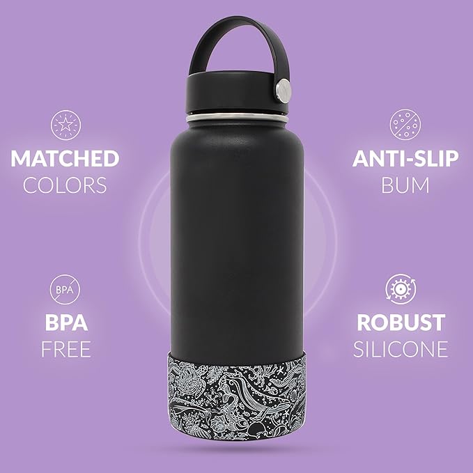 REUZBL Protective Silicone Bottle Boot for Owala FreeSip 40 oz, Hydro Flask 32-40 oz, Iron Flask, Takeya, Thermoflask, and Similar Wide Mouth Water Bottles, Protective Bottle Accessory
