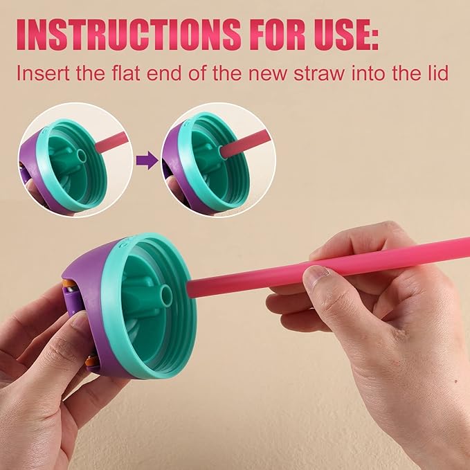 6pcs Replacement Straws for Owala FreeSip 24oz 32oz, Reusable Plastic Straws with Cleaning Brush for Owala Water Bottle 24 oz 32 oz and Flip 25 oz, Tumbler Accessories (Colorful)