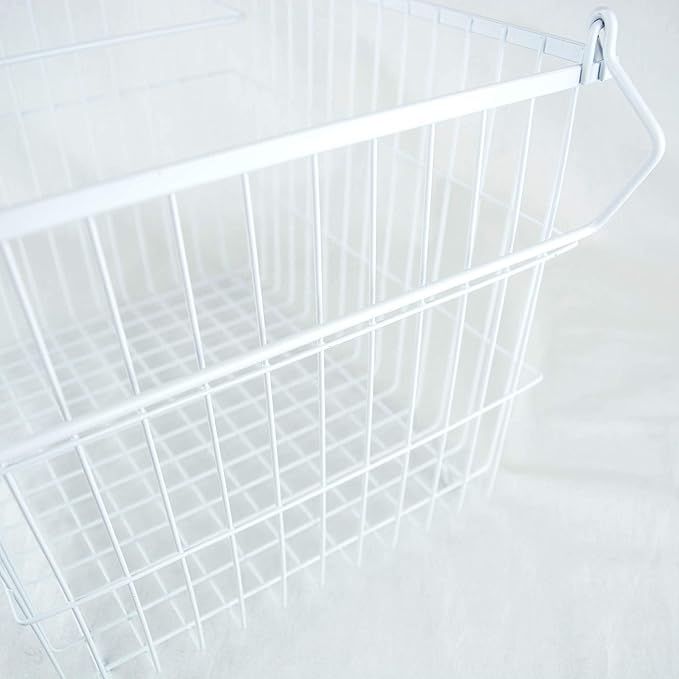 DII Metal Wire Mesh Stackable Utility Storage Bin, Large Rectangle, 13x10x11", White