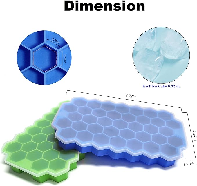 Ice Cube Trays for Freezer with Lid-37 Grid Silicone Ice Cube Tray with Lid for Small Ice Cube Molds,Easy-Release Reusable Ice Cube in Ice Bucket for Iced Coffee Cup