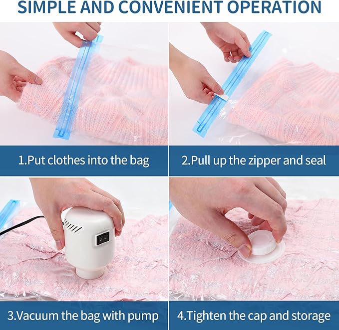 Vacuum Storage Bags with Electric Pump,8 Pack Extra Large Space Saving Vacuum Seal Bags for Bedding,Blanket,Comforters,Duvets,Pillows(4 Large+4 Super Jumbo)