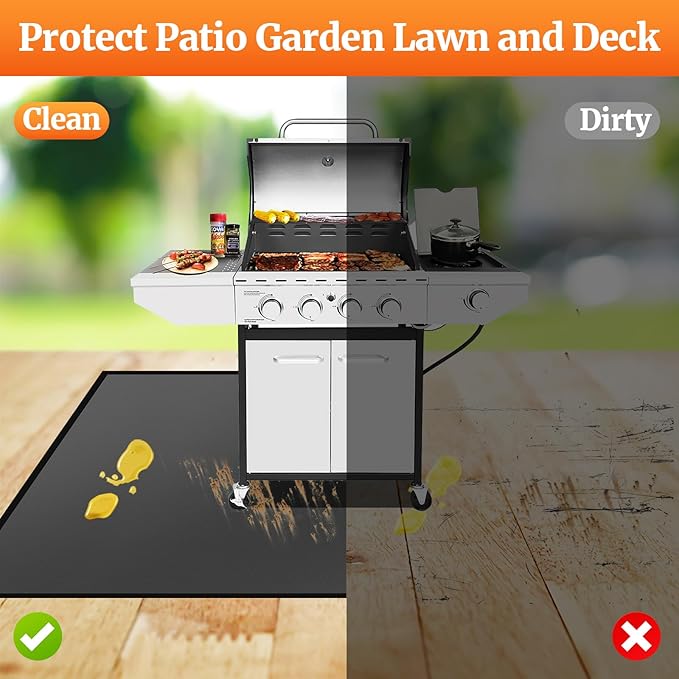 44" Square Fire Pit Mat/Under Grill Mat Fireproof Waterproof Oil-Proof, 4 Layers Fireproof Mat Fire Pit BBQ Pad Protect Mat for Deck Patio Grass Outdoor Wood Burning Fire Pit and BBQ Smoker