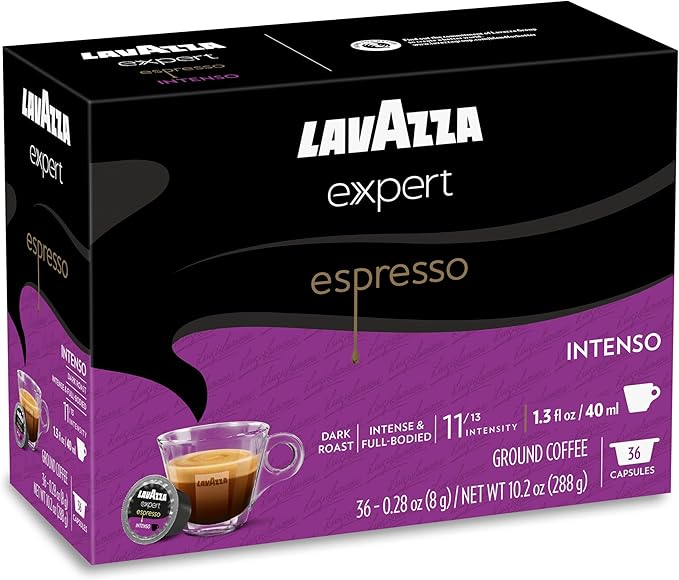 Lavazza Expert Espresso Intenso Capsules, Dark Roast, Arabica and Robusta Blend, Compatible with Lavazza Classy Machines (36 Capsules)