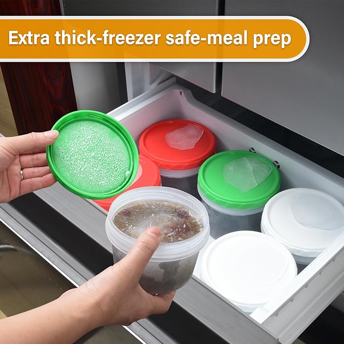 EONJOE 16 oz Plastic Freezer Containers with Lids 2 Cup Food Storage Container BPA Free Stackable Airtight Dishwasher Safe,6 Pack