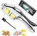 Garlic Press and Slicer 2 in 1, Rust Proof & Dishwasher Safe Professional Garlic Mincer Tool, Effortlessly Crush and Mince Garlic with this Ergonomic Handle-Garlic Slicer & Brush ANCQMI(Silver)