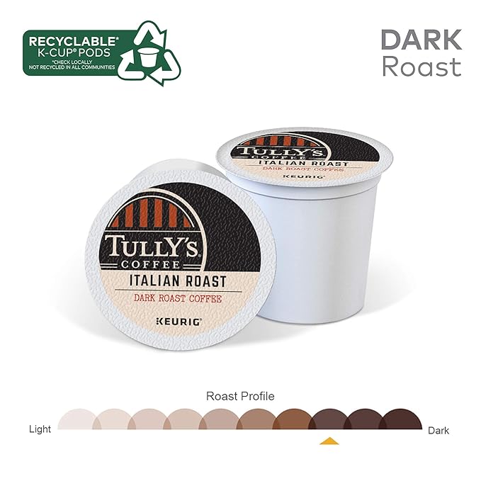 Tully's Coffee Italian Roast, Keurig Single-Serve K-Cup Pods, Dark Roast Coffee, 72 Count