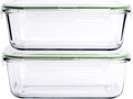 63 Oz 2 Pcs Large Glass Food Storage Containers 8 Cups Family Size Set Baking Containers with Locking Lids Storing food, BPA Free Leak Proof Microwave Oven Safe (2, 63 OZ)