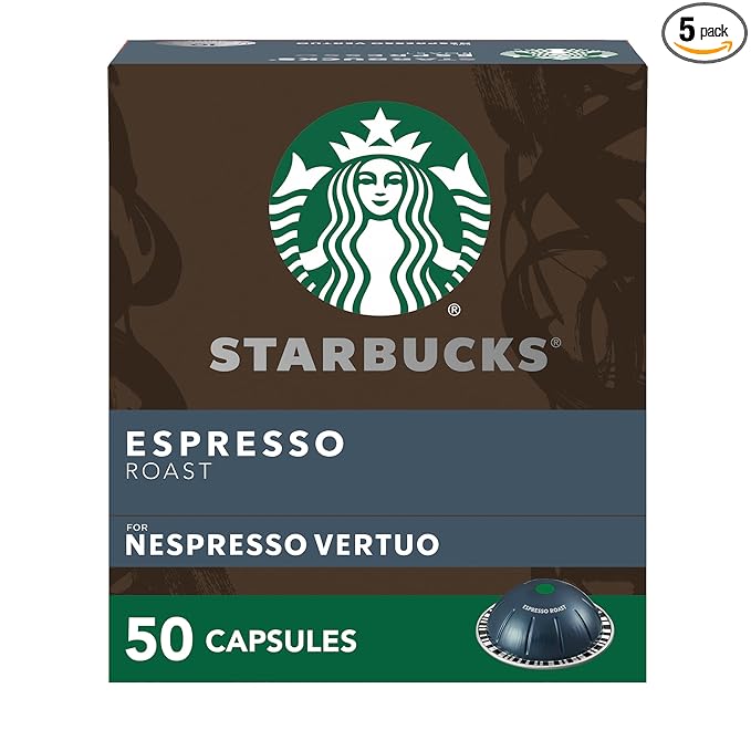 Starbucks by Nespresso Vertuo, Dark Roast Espresso, 50-count Espresso Pods, Brews 1.35 oz.