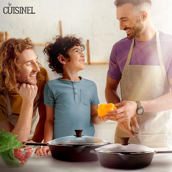 Glass Lids Set - 10" + 12"-Inch / 25.4cm+30.48cm / 264mm + 308mm - Compatible with Lodge Cast Iron - Fully Assembled Tempered Replacement Cover - Oven Safe for Skillets Pots Pans: Universal Cookware