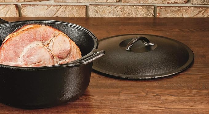 Lodge BOLD Exclusive 7 Quart Premium Pre-Seasoned Cast Iron Dutch Oven with Lid - Dual Handles - Use in the Oven, on the Stove, on the Grill or over the Campfire - Black