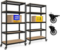 HOMEDANT House 5-Tier Metal Rolling Cart Shelf Rack Casters Heavy Duty Laminated Wheel Shelving Unit Adjustable Utility Storage Shelves Organizer Shelf Kitchen Garage 36.2" W x 16.5" D x 69.5" H 2Pack