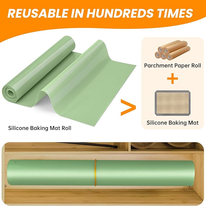 Silicone Baking Mat Roll - Non-stick Pastry Mat, Reusable Dough Rolling Mat Cookie Sheet, Non Slip Countertop Protector Mat, Counter Mat, Oven Mat