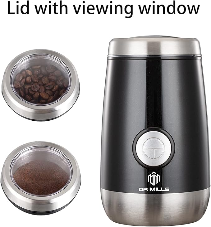 DR MILLS DM-7445 Coffee Grinder Electric,Spice and Herb Grinder, Blade & Cup Made with SUS304 Stainless Steel Food Grinders Electric