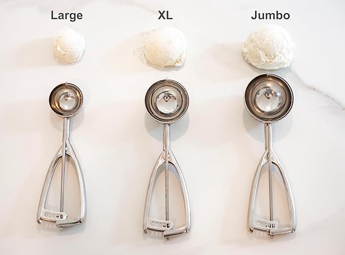 Jenaluca Jumbo Ice Cream Scoop - Cupcake and Muffin Scooper - 1/2 Cup Disher Size #8 scooper for icecream, batter & food portions