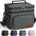 HOTOR Insulated Lunch Box for Men & Women - Leak-Proof Cooler Lunch Bag with 4 Pockets, Adjustable Strap, Ideal for Work, Picnic, Travel - Medium, Dark Grey, 10.2"×6.9"×8.5"