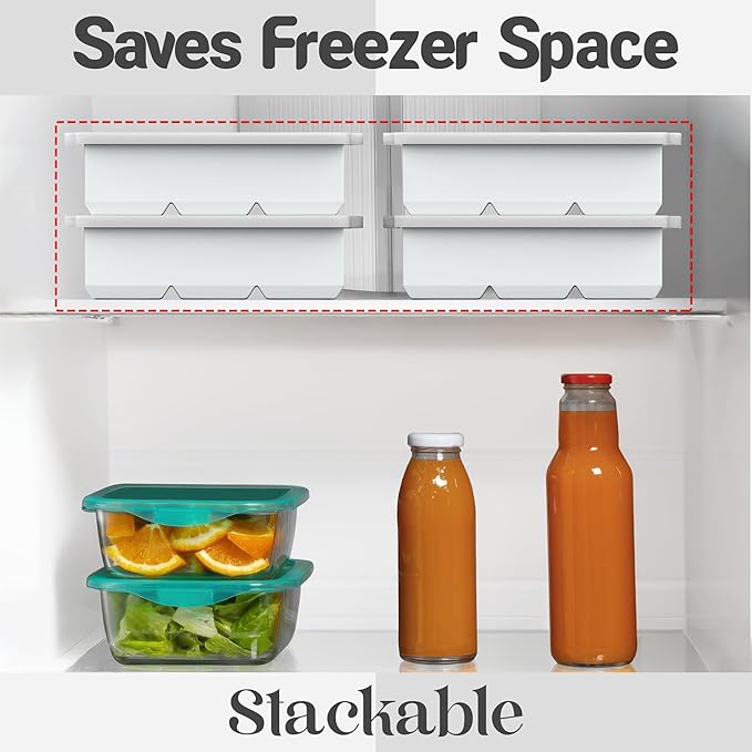 KitchFort Large Silicone Ice Cube Tray (2-Pack), Easy Release 2" Big Ice Cubes - Cocktail, Whiskey Ice Cubes Mold - Ice Trays for Freezer with Lid - Stackable Silicone Ice Tray - White