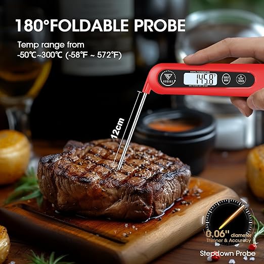 DOQAUS Digital Meat Thermometer, Instant Read Food Thermometer for Cooking, Kitchen Probe with Backlit, Cooking Temperature Probe for Turkey, Grill, BBQ, Baking, Bread, Sourdough