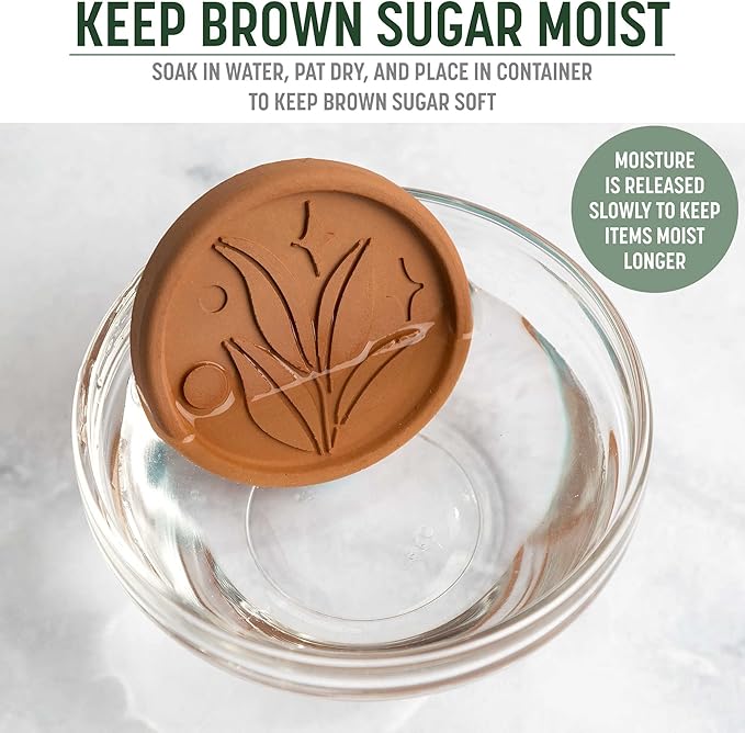 Goodful Brown Sugar Saver and Softener Disc with Airtight Storage Container, Multiple Uses for Food Storage Containers, Reusable and Food Safe, 1-Quart Container with Sugar Saver Disk