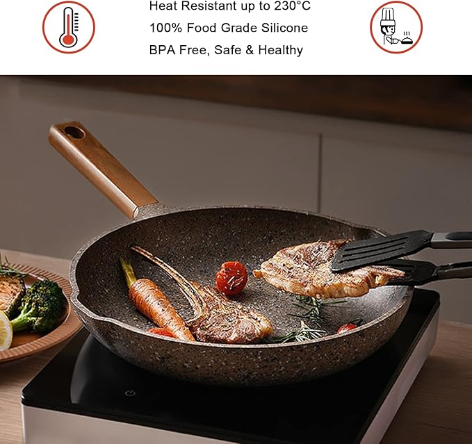 4 Pack Silicone Kitchen Cooking Tongs Set, Stainless Steel Nonstick Food Tong with BPA Free Silicone Tips for Serving Pasta Spaghetti Steak Pie Pizza Salad Vegetable Fruit Grilling BBQ Buffet 9" & 12"