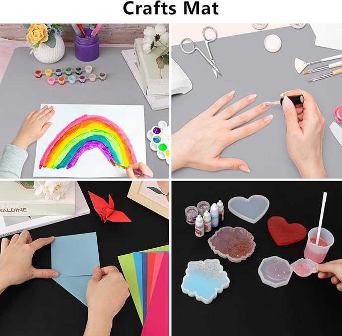 Gartful Silicone Mats for Crafts, 2 Pack Resin Jewelry Casting Molds Sheets, Extra Large Silicone Placemat, Countertop Protector, Nonstick Nonskid Heat-Resistant, Black & Light Grey (27.6 x 19.7 inch)