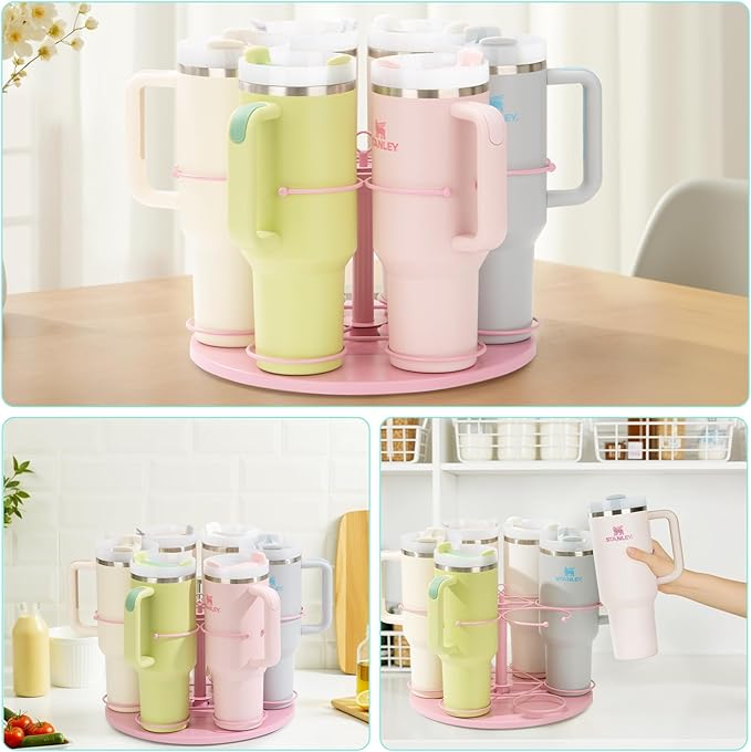 Upgraded Water Bottle Organizer for Stanley 40 oz/30 oz/20 oz,Rotating Stanley Cup Organizer Holder,Tumbler Holder Organizer, Easy to Install Kitchen Organizers and Storage for Stanley Cup Accessories