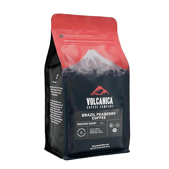 Brazil Peaberry Coffee, Whole Bean, Fresh Roasted, 16-ounce