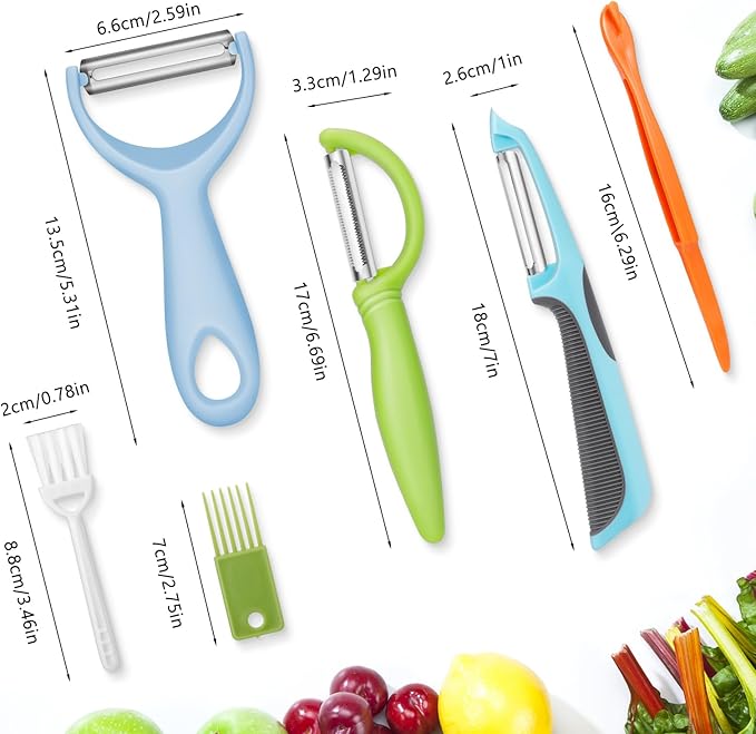 Senbowe Upgrade Potato Peeler for Kitchen, 6PCS Stainless Steel Vegetable Peeler, I and Y Veggie Food Peeler for Apple Fruit Carrot Zucchini Cucumber,Good Grip Makes Peeling Very Easy
