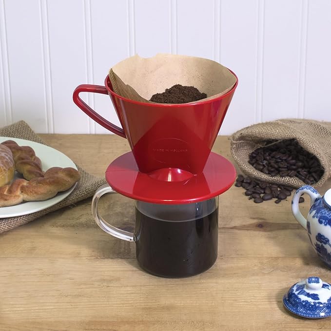 Fino Pour-Over Coffee Brewing Filter Cone, Number 2-Size, Red, Brews 2 to 6-Cups, Set of 2
