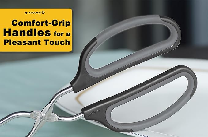 Stainless Steel Scissor Tongs Cooking Tongs Set, Set of 3 (Black Handle, 10" 12" 16")