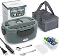 Electric Lunch Box Food Heater, 3 in 1 Ultra Quick Heated Lunch Boxes for Adults, 12V/24V/110V Portable Food Warmer for Car/Truck/Office With Fork Spoon and Insulated Carry Bag