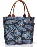 Gloppie Lunch Box for Women Adult Lunch Bag Women Insulated Lunch Tote for Work Loncheras para mujer 9L Yellow Blue Leaves