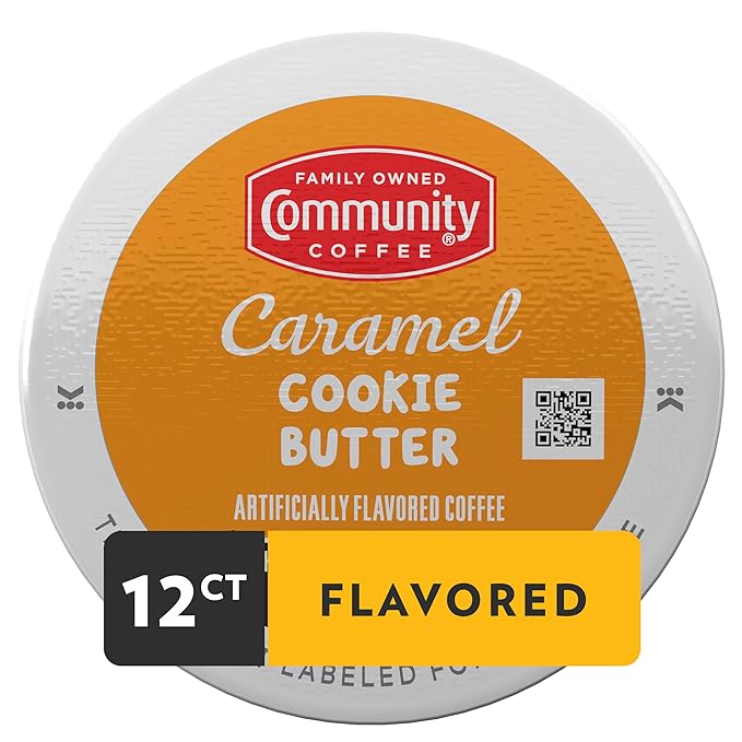 Community Coffee Caramel Cookie Butter Flavored 12 Count, Medium Roast, Keurig K-Cup Coffee Pods, 12 Count (Pack of 1)