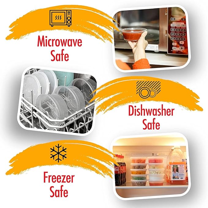 Deli Containers with Lids Leakproof - 240 Pack BPA-Free Plastic Microwaveable Clear Food Storage Container Premium Heavy-Duty Quality, Freezer & Dishwasher Safe (8oz 240 Sets)