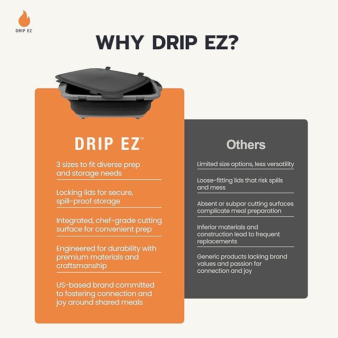 Drip EZ Collapsible BBQ Prep Tub - for Meal Prep Marinating Food Storage - Includes Cutting Board & Locking Lid - (1) XL - Green