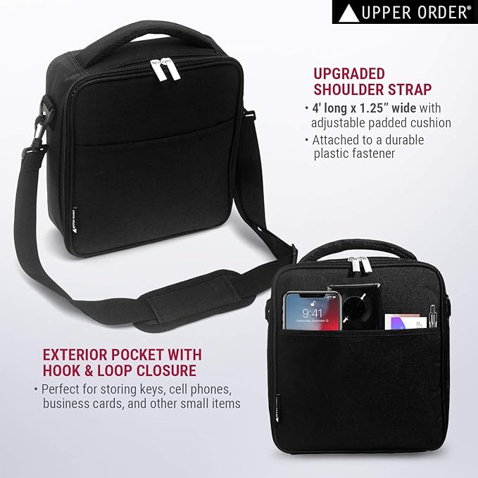 Reusable Insulated Lunch Box for Men and Women (Black) Durable Leakproof Cooler Tote Bag Freezable Lunch Bag for Adults. Top Women and Mens Lunch Box for Office Work, Picnic