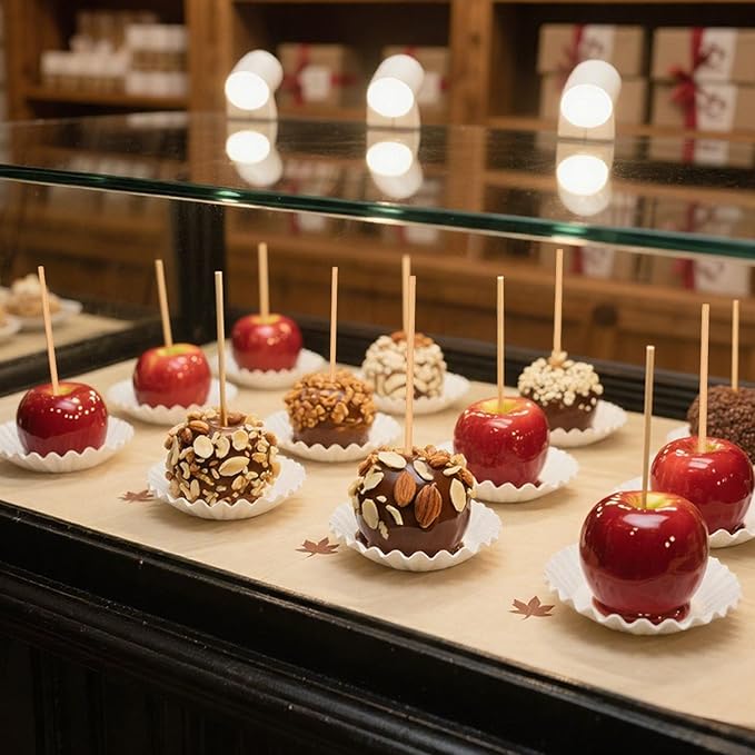 HANSGO Wooden Candy Apple Sticks, 5 mm 6.25 inch Bamboo Skewers for Caramel Apple Cotton Candy Sticks Lollipop BBQ Corn Dog, Fall Harvest Festivals Party Favor