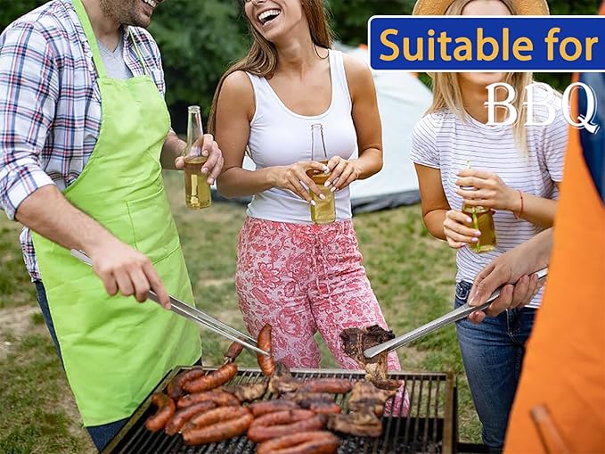 JETKONG 18 Inch (45cm) Extra Long Grill Tongs, Heavy Duty Stainless Steel Tweezer Tongs for Cooking, Grilling, Barbecue/BBQ, Buffet and Turning Food (Round Tips)
