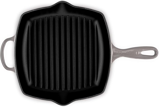 Le Creuset Enameled Cast Iron Signature Square Skillet Grill, 10.25", Oyster