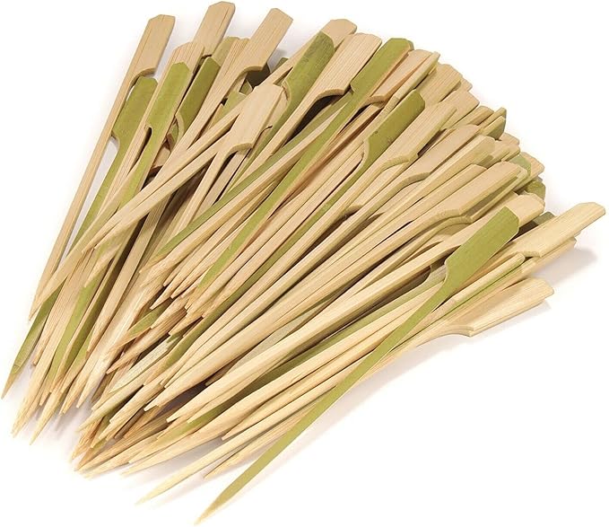 Gmark 7" Bamboo Paddle Skewers 100 ct, Natural Bamboo Paddle Picks, BBQ Picks GM1032A
