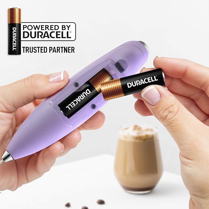 Zulay Kitchen Patented Tornado Triple Whisk Milk Frother with 4 Duracell Batteries – Handheld Foam Maker for Coffee, Lattes, Matcha & Hot Chocolate – Rich, Creamy Froth in Seconds