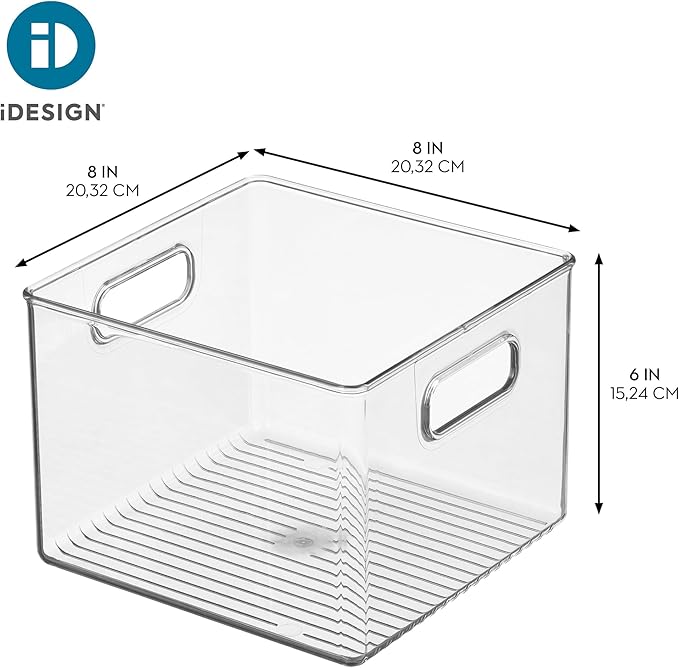 iDesign Pantry Storage Bin with Handles for Kitchen Cabinets or Fridge - Clear - Made in USA