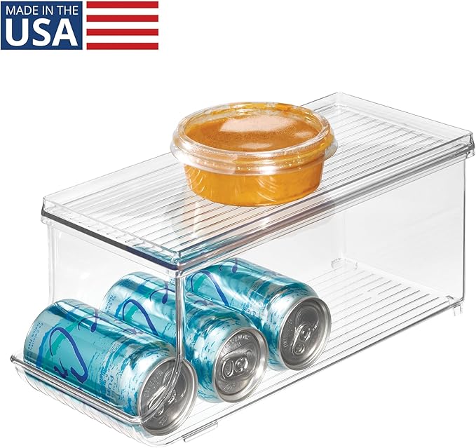 iDesign Soda Can Organizer with Lid for Pantry or Refrigerator - Clear - Made in USA