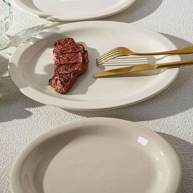 Stoneware Narrow Rim Commercial Grade Dinnerware (America White, Platter 13.5" x 10.5")