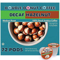 Double Donut Coffee Decaf Hazelnut Flavored Coffee, Medium Roast Coffee, Compatible with Keurig K Cups Brewers, 72 Count (Pack of 1)